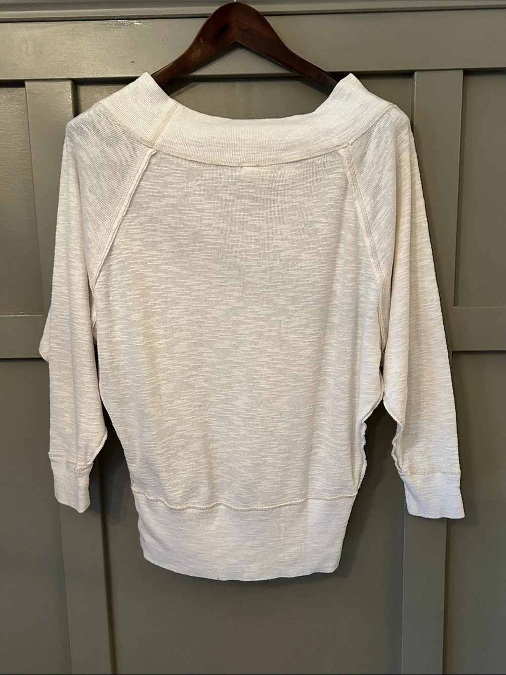 Free People We The Free Palisades Off Shoulder Thermal Sweater Top Ivory Size XS